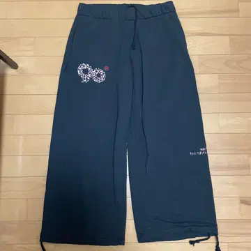 9090 로고 스웨트 팬츠 블랙 핑크 레오파드