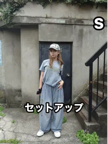 셋업 S 사이즈 허리밴딩 티셔츠와 팬츠