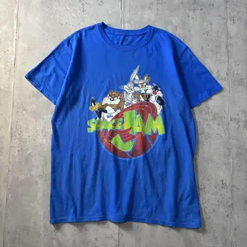 구제 의류 SPACE JAM 미국 애니메이션 반팔 티셔츠 프린트 L 파랑