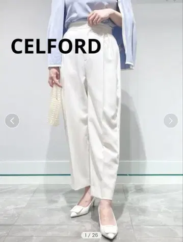 새상품급 CELFORD 셀포드 테이퍼드 턱 와이드 팬츠 36
