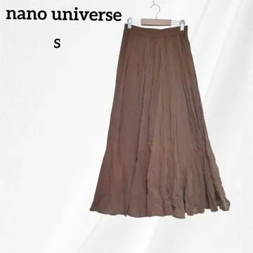 나노 유니버스 롱 스커트 플레어 스커트 S 브라운 허리 밴딩 봄 여름