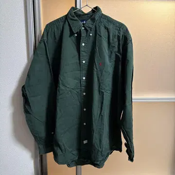 Ralph Lauren 100% 코튼 긴팔 셔츠 다크 그린