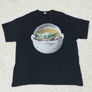 스타 워즈 글루고 바스켓 패턴 XL 블랙 티셔츠 무비 티셔츠