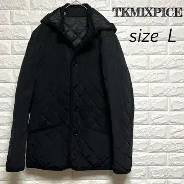 TKMIXPICE 후드 부착 블랙 퀼팅 자켓 L 사이즈