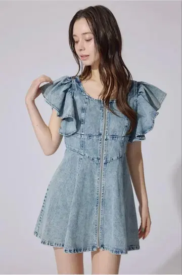 rienda 히로인 원피스 프릴 슬리브 미니 원피스 size.M