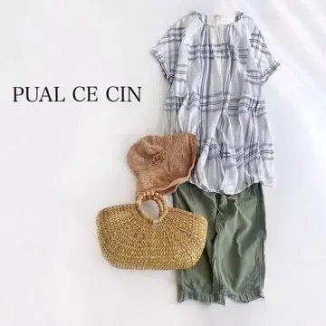 PUAL CE CIN 체크 블라우스 튜닉