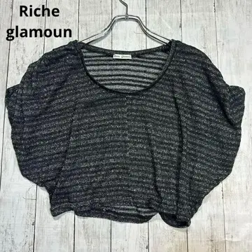 새상품급 Riche Glamoun 오버 니트 셔츠 블랙 심플