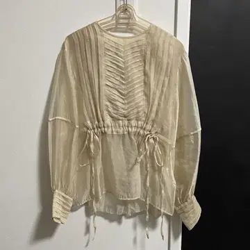 Ray BEAMS RBS 시어 핀턱 블라우스 베이지