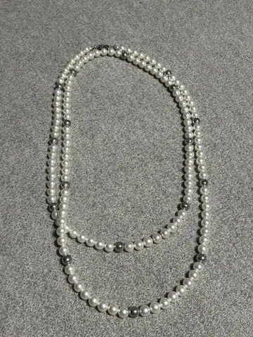 화이트 펄 2줄 목걸이