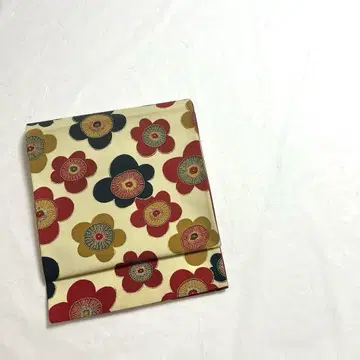 교토 후쿠로 오비, 명주, 꽃무늬, 어란 노랑 PO-3226
