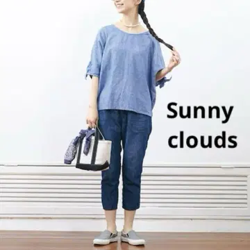 써니클라우드 Sunny clouds 린넨 코튼 소매 매듭 탑 LT