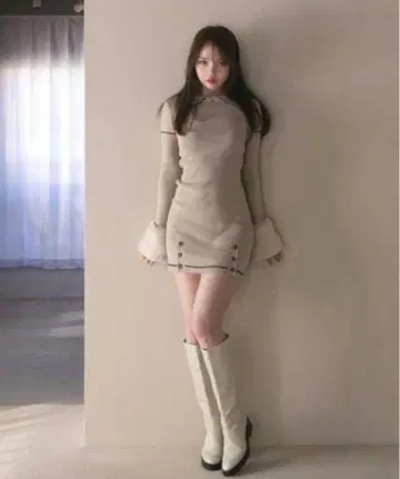 andmary 퀸 퍼 미니 드레스