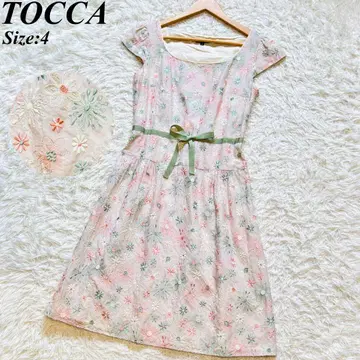 TOCCA 토카 원피스 꽃무늬 자수 4 프렌치 슬리브 A 라인 올 패턴