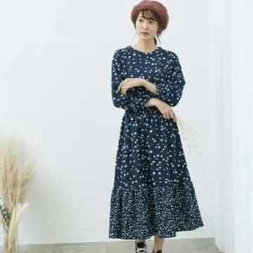 네이비 미니 꽃무늬 쁘띠 플라워 2way 패널 원피스