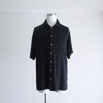 90년대 올드 구제 의류 실크 오픈 카라 셔츠 반팔 블랙 오픈 카라