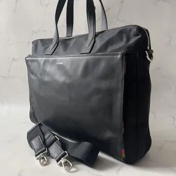 폴스미스 멀티 스트라이프 2way 비즈니스 백 나일론 가죽 블랙