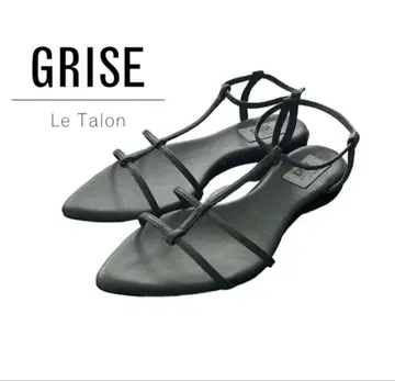 Le Talon GRISE 더블 스트랩 플랫 샌들 블랙