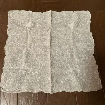 신상품 미사용 레이스 자수 화이트 손수건 여성용