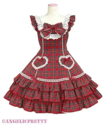 Angelic Pretty Cute Heart 점퍼 스커트 머리띠