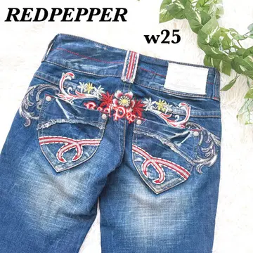 REDPEPPER 부츠 컷 플레어 데님 자수 꽃무늬 W25 y2k