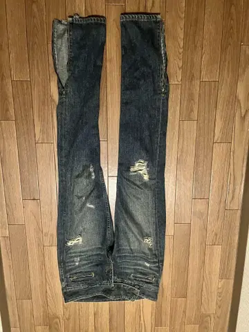 데미지 가공 다크 블루 스키니 청바지 25
