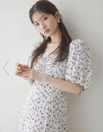 snidel 레이온 퍼프 프린트 원피스