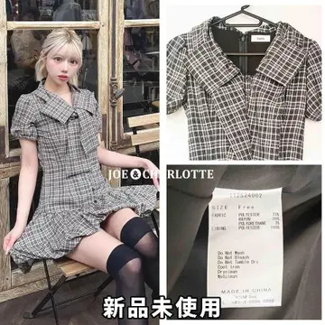 다리치 darich 빅 리본 벌룬 체크 미니 원피스 BLK F
