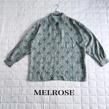 MELROSE 멜로즈 터콰이즈 패턴 긴팔 셔츠