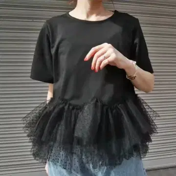 Frene 후라네 볼륨 도트 튤 상의 도킹
