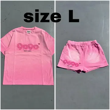핑크 로고 티셔츠 숏팬츠 세트 L