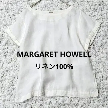 마가렛 호웰 린넨 100% 화이트 티셔츠 프렌치 슬리브 반팔 블라우스