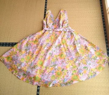 빈티지 1970년대 빈티지 꽃무늬 원피스 북유럽 L-XL