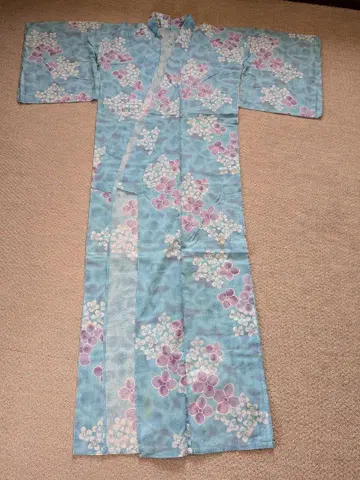 유카타 꽃무늬 스카이블루 보라색 화이트 여름