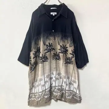 A218 알로하 셔츠 올 패턴 야자수 오버 사이즈 2XL 레이온
