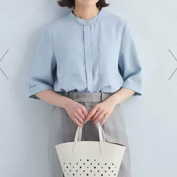 소모라이크 포켓 숏 슬리브 블라우스 -머신 워셔블-