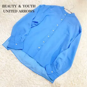 B&Y 유나이티드 애로우즈 폴리에스테르 밴드 카라 시어 셔츠 세탁 가능