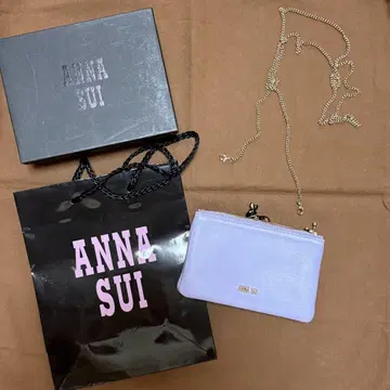 새상품급! ANNA SUI 라벤더 코인 케이스 체인 지갑 가마구치