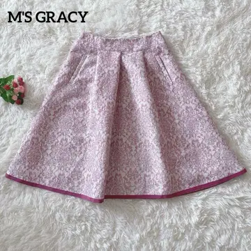 새상품급 엠즈 그레이시 꽃무늬 미디 길이 스커트 자카드 레이스풍 핑크 M