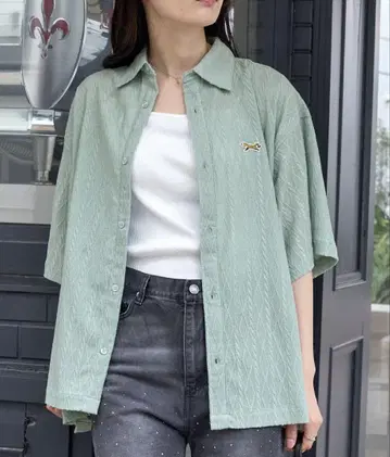 모노마트 페니스 레이스 시어 루즈 반팔 셔츠