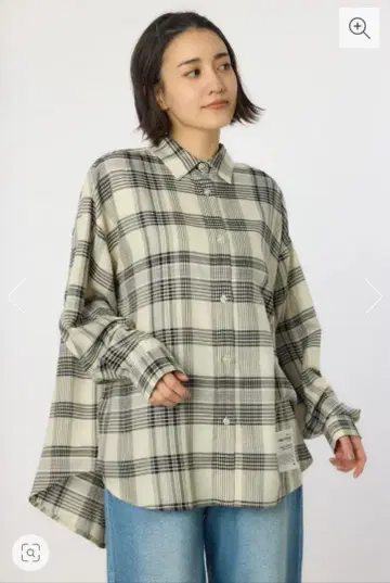 택 포함 새상품, 이번 시즌 멀티 패턴 체크 셔츠, 여성용