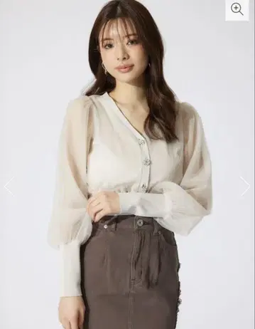rienda 미사용 새상품 택 포함 얇은 튤 도킹 시어 니트 가디건