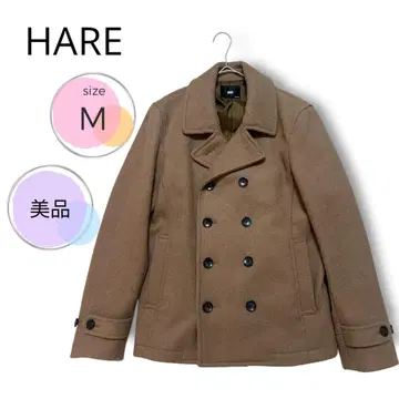 컨디션 최상 HARE 하레 2way 멜톤 피코트 울 혼방 카멜 M 고급
