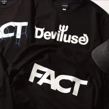 FACT Deviluse 로고 프린트 티셔츠 L 사이즈 블랙