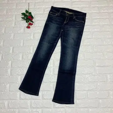 moussy 데님 26 부츠 컷 인디고 블루 로우라이즈 슬림