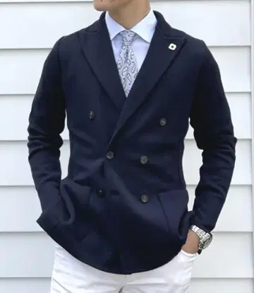 가격 인하 새상품급 라르디니 남성용 자켓 네이비 니트 블레이저 더블