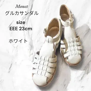 Monet (모네) 구르카 샌들, 화이트 EEE 23cm