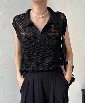 2024ss DOUDOU [WEB 한정판] 메탈릭 스키퍼 니트 베스트