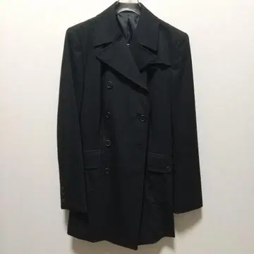 블랙 더블 브레스트 체스터 코트