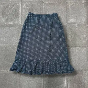 00's 빈티지 네이비 도트 무늬 머메이드 스커트 y2k