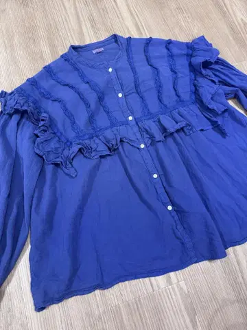 DENIM & DUNGAREE 프릴 긴팔 셔츠 파랑 성인 01